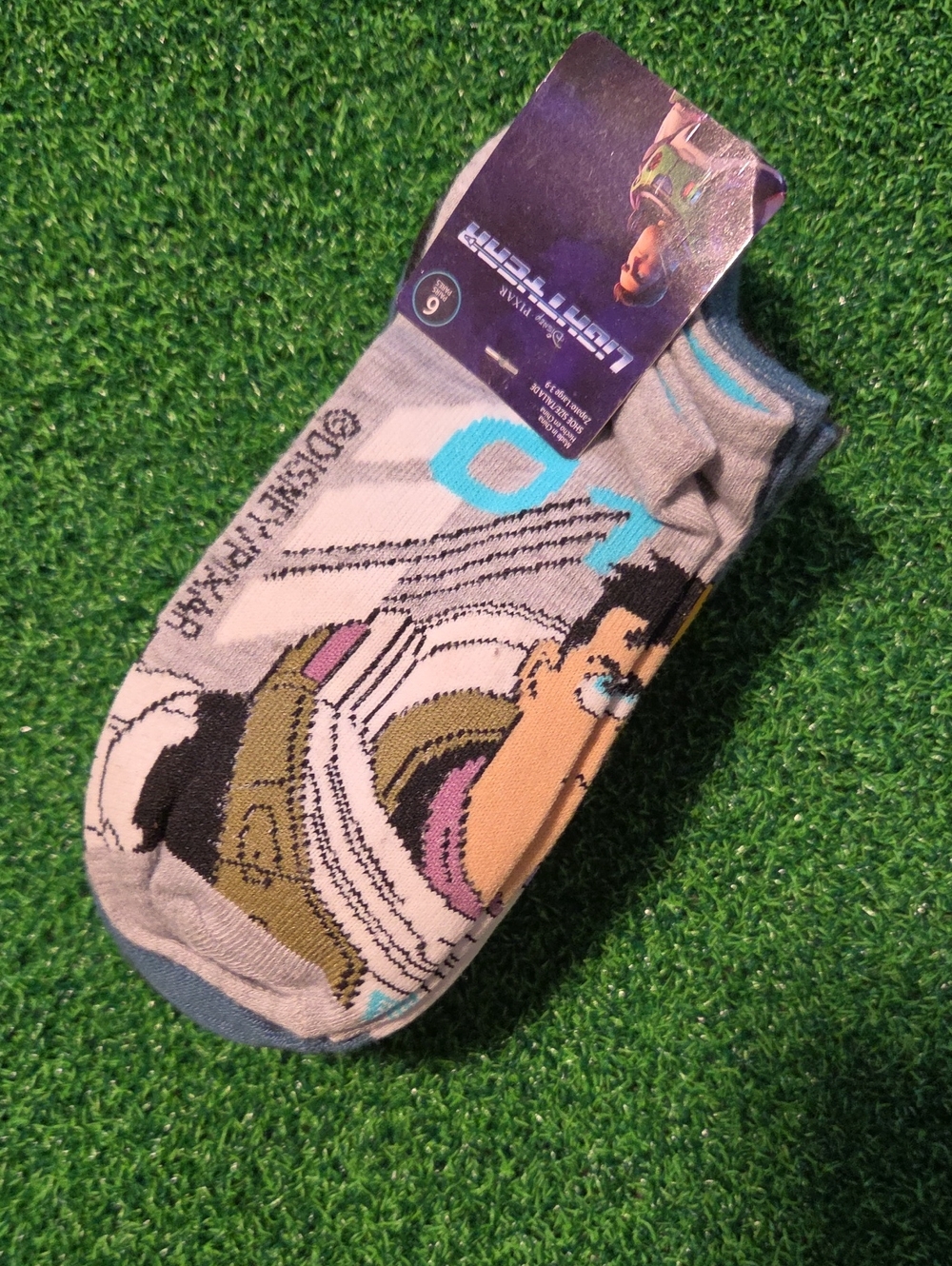 Disney Lightyear Grey and Blue Kids Ankle Socks with Character Graphic 6 Pairs